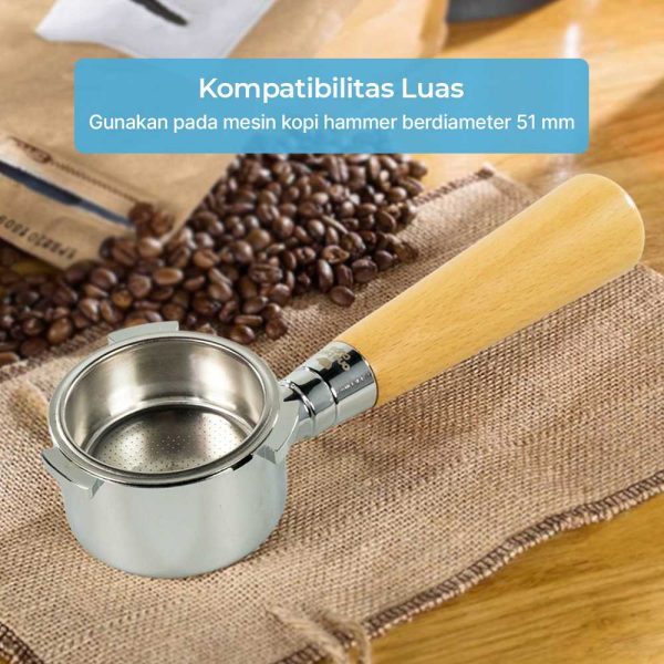 One Two Cups Bottomless Naked Portafilter Stainless Steel 51mm - EC680