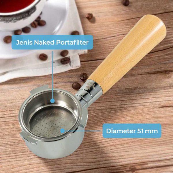 One Two Cups Bottomless Naked Portafilter Stainless Steel 51mm - EC680