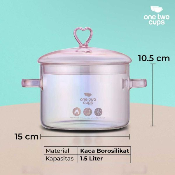 One Two Cups Panci Kaca Borosilicate Tahan Panas 15cm - TH-15