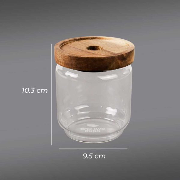 One Two Cups Toples Kaca Kedap Udara Canister Coffee Storage Wood Lid - SL01