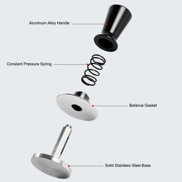 One Two Cups Tamper Kopi Espresso Flat Base Spring Loaded - FEN59