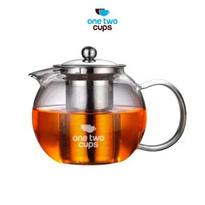 One Two Cups Teko Teh Kaca Tahan Panas dengan Saringan Glass Teapot - BR-352
