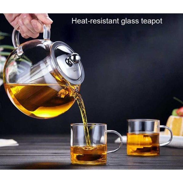 One Two Cups Teko Teh Kaca Tahan Panas dengan Saringan Glass Teapot - BR-352