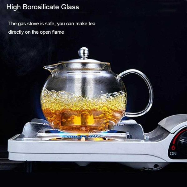 One Two Cups Teko Teh Kaca Tahan Panas dengan Saringan Glass Teapot - BR-352