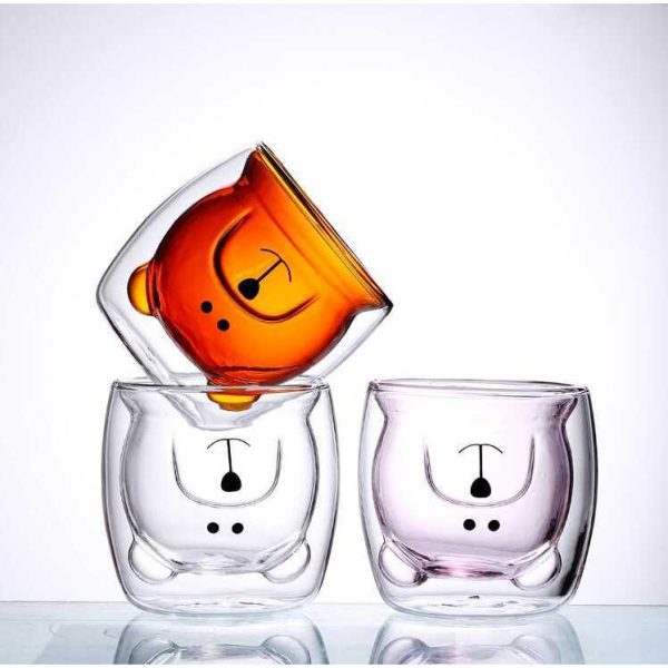 One Two Cups Gelas Beruang Double Wall Glass Insulated Cup 250ml - CIQ38