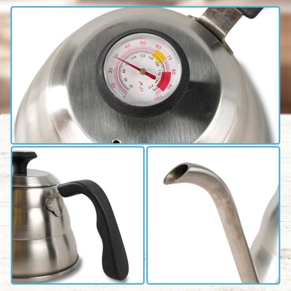 One Two Cups Coffee Maker Pot Drip Teko 1L with Thermometer