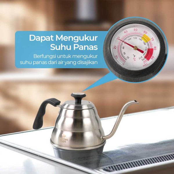 One Two Cups Coffee Maker Pot Drip Teko 1L with Thermometer