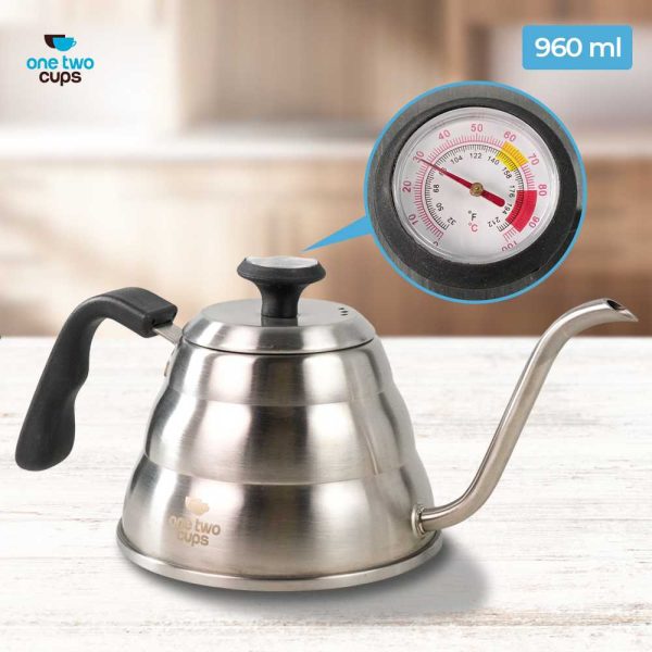 One Two Cups Coffee Maker Pot Drip Teko 1L with Thermometer