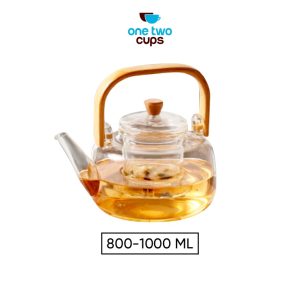 One Two Cups Teko Pitcher Gagang Kayu Glass Teapot Japanese Style - 8CV101-1000ML