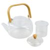 One Two Cups Teko Pitcher Gagang Kayu Glass Teapot Japanese Style - 8CV101-1000ML