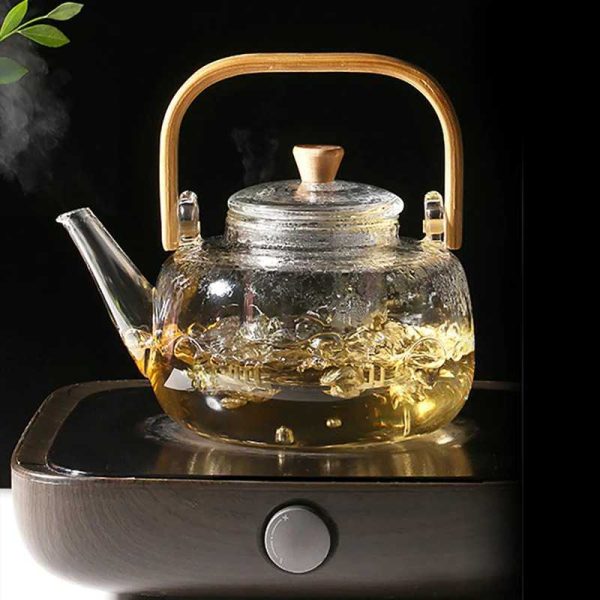 One Two Cups Teko Pitcher Gagang Kayu Glass Teapot Japanese Style - 8CV101-1000ML