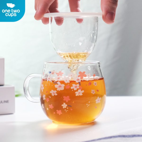 One Two Cups Gelas Cangkir Teh Tea Cup Mug 300ml with Infuser Filter - C224 - 300ML