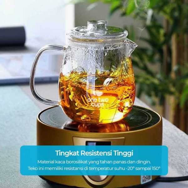 One Two Cups Teko Pitcher Glass Teapot Japanese Style Tea Infuse - CV102