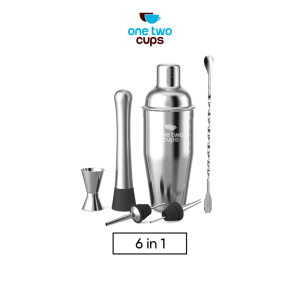 One Two Cups 6 in 1 Bartender Cocktail Shaker Jigger Bar Spoon 750ml - BA016