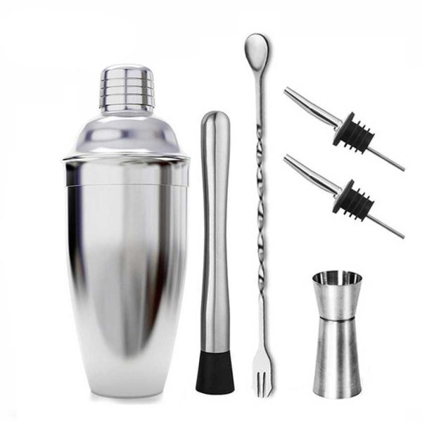 One Two Cups 6 in 1 Bartender Cocktail Shaker Jigger Bar Spoon 750ml - BA016