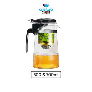 One Two Cups Teko Teh Kopi Kaca Tahan Panas dengan Saringan Pitcher - K1