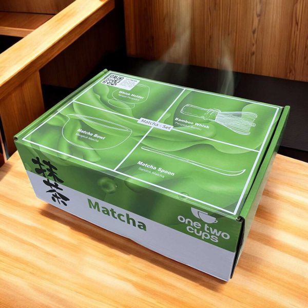 One Two Cups Set Matcha Teh 4in1 Chasen Whisk Chawan Chashaku Chakoshi - N41