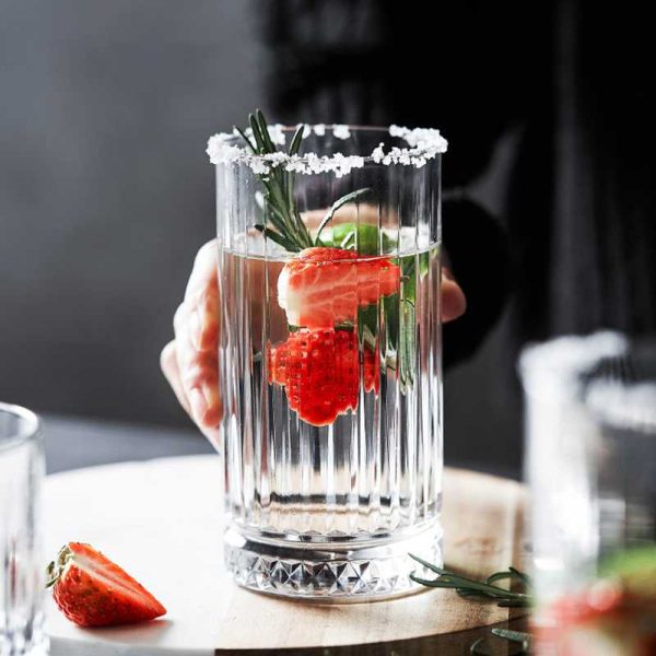 One Two Cups Gelas Kaca Aesthetic Kopi Teh Striped Crystal Glass 445ml - EL-45