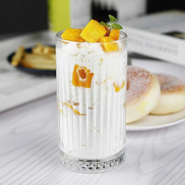 One Two Cups Gelas Kaca Aesthetic Kopi Teh Striped Crystal Glass 445ml - EL-45