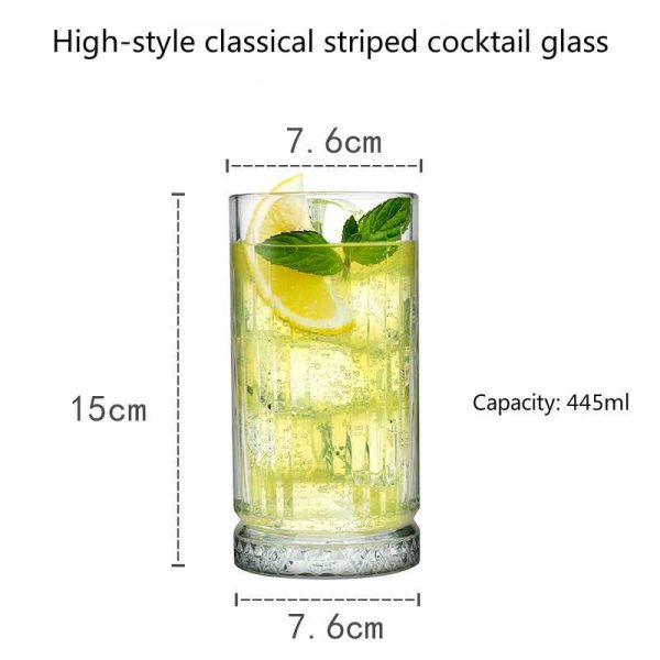 One Two Cups Gelas Kaca Aesthetic Kopi Teh Striped Crystal Glass 445ml - EL-45