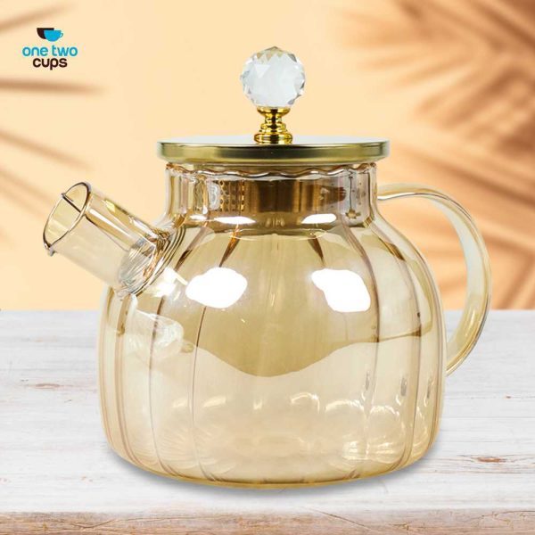 One Two Cups Teko Teh Pitcher Teapot Tahan Panas Api Borosilicate 1L - BR-383