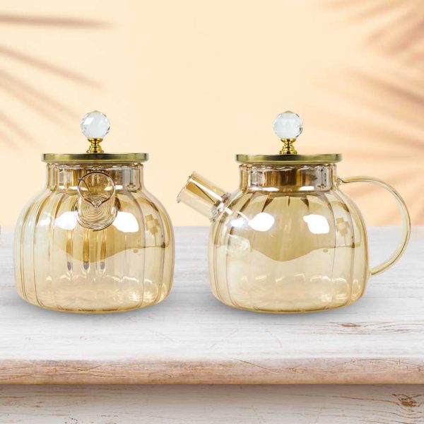 One Two Cups Teko Teh Pitcher Teapot Tahan Panas Api Borosilicate 1L - BR-383