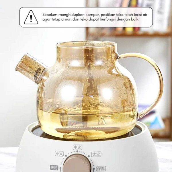 One Two Cups Teko Teh Pitcher Teapot Tahan Panas Api Borosilicate 1L - BR-383
