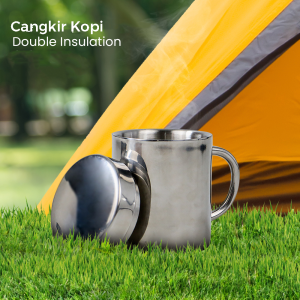 One Two Cups Cangkir Kopi Stainless Steel Tahan Panas Double Wall Mug - H-860