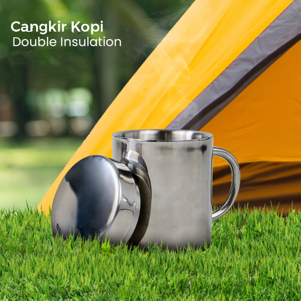 One Two Cups Cangkir Kopi Stainless Steel Tahan Panas Double Wall Mug - H-860