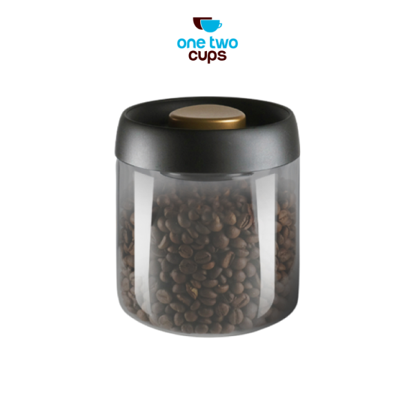 One Two Cups Toples Kaca Penyimpanan Biji Kopi Vacuum Sealed Lid - SE41-Gray