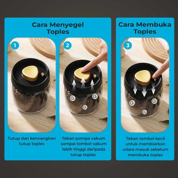 One Two Cups Toples Kaca Penyimpanan Biji Kopi Vacuum Sealed Lid - SE41-Gray