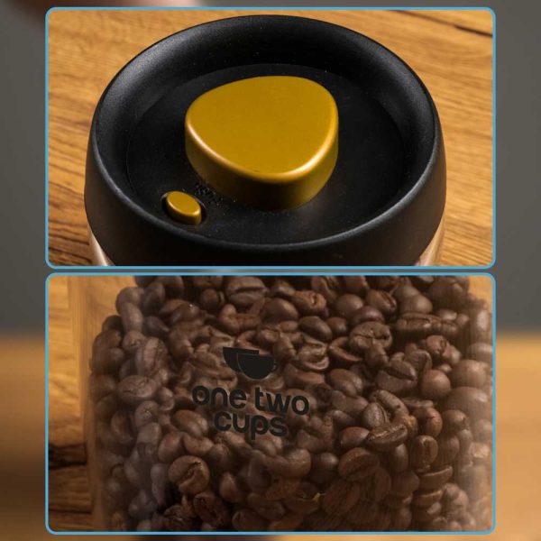 One Two Cups Toples Kaca Penyimpanan Biji Kopi Vacuum Sealed Lid - SE41-Gray
