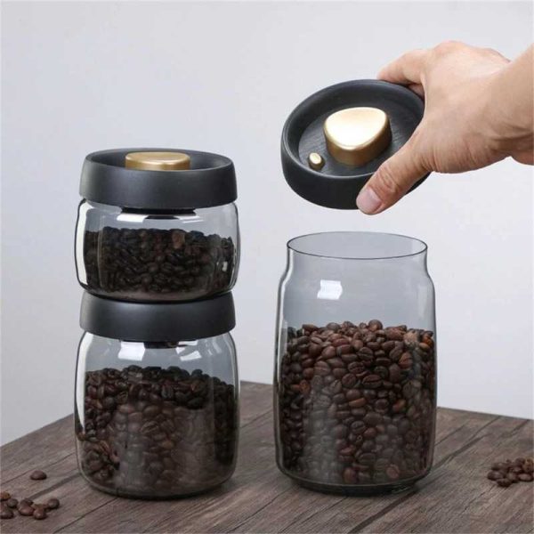 One Two Cups Toples Kaca Penyimpanan Biji Kopi Vacuum Sealed Lid - SE41-Gray