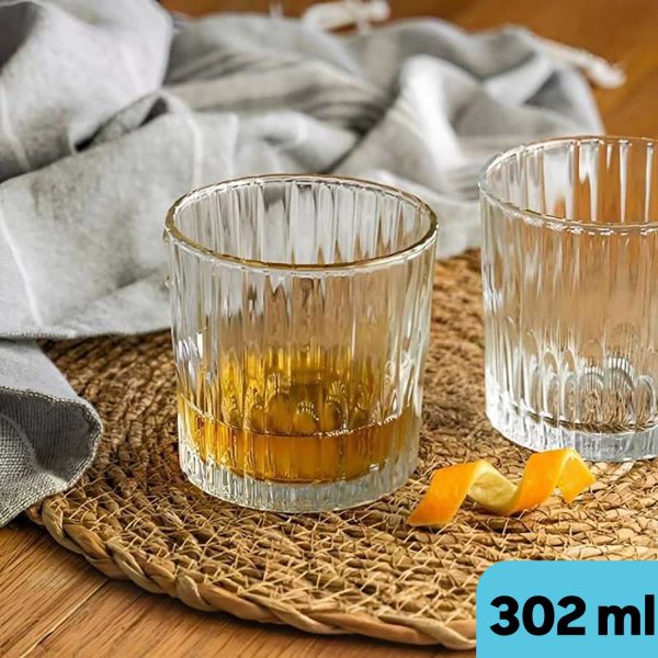 One Two Cups Gelas Kaca Aesthetic Kopi Teh Simple Striped Glass - J15