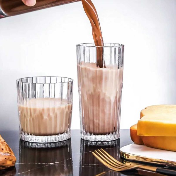 One Two Cups Gelas Kaca Aesthetic Kopi Teh Simple Striped Glass - J15