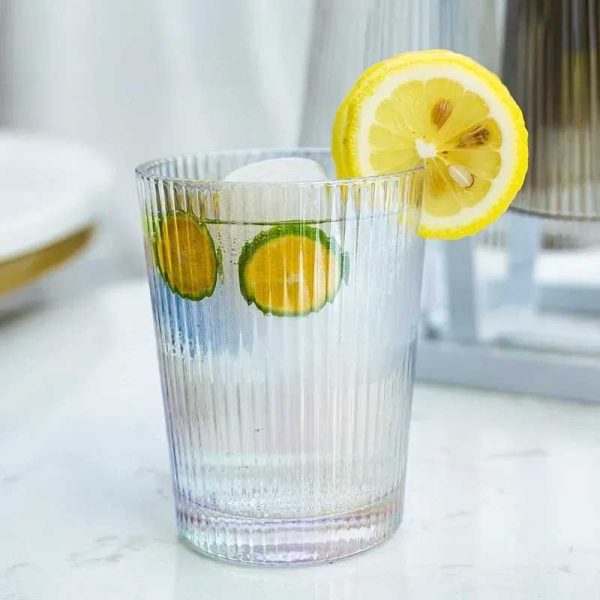 One Two Cups Gelas Kaca Aesthetic Kopi Teh Simple Stripe Glass - IN-34