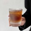 One Two Cups Gelas Kaca Aesthetic Kopi Teh Simple Stripe Glass - IN-34
