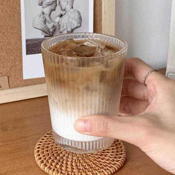 One Two Cups Gelas Kaca Aesthetic Kopi Teh Simple Stripe Glass - IN-34