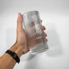 One Two Cups Gelas Kaca Aesthetic Kopi Teh Simple Stripe Glass - IN-34
