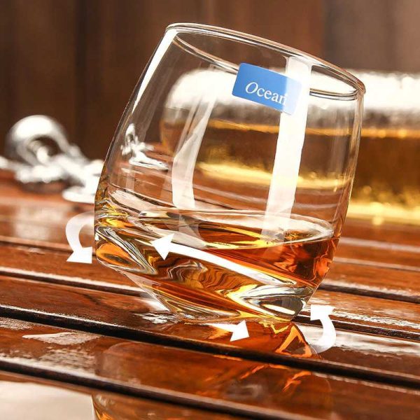 One Two Cups Gelas Whisky Crystal Spinning Wobble Rock Glass 270ml - WJS121
