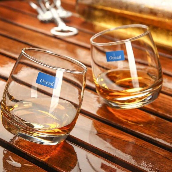 One Two Cups Gelas Whisky Crystal Spinning Wobble Rock Glass 270ml - WJS121