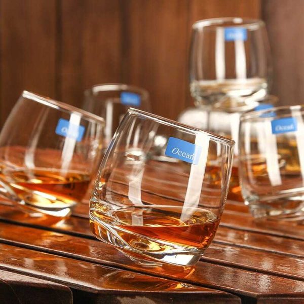 One Two Cups Gelas Whisky Crystal Spinning Wobble Rock Glass 270ml - WJS121