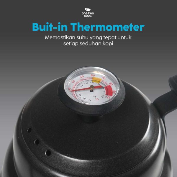 One Two Cups Teko Kopi Leher Angsa Pour Over Kettle Thermometer 1L - PRF12