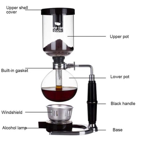 One Two Cups Syphon Coffee Maker Manual Brew Vacuum Pot 5 Cups 500ml - JF99
