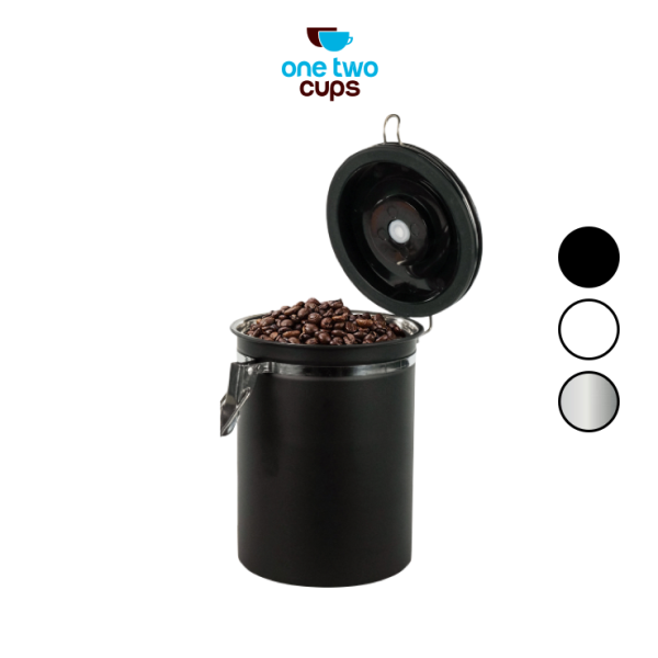 One Two Cups Toples Stainless Biji Kopi Rekam Tanggal Storage Jar - MSS19