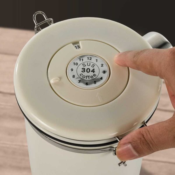 One Two Cups Toples Stainless Biji Kopi Rekam Tanggal Storage Jar - MSS19