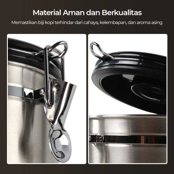 One Two Cups Toples Stainless Biji Kopi Rekam Tanggal Storage Jar - MSS19