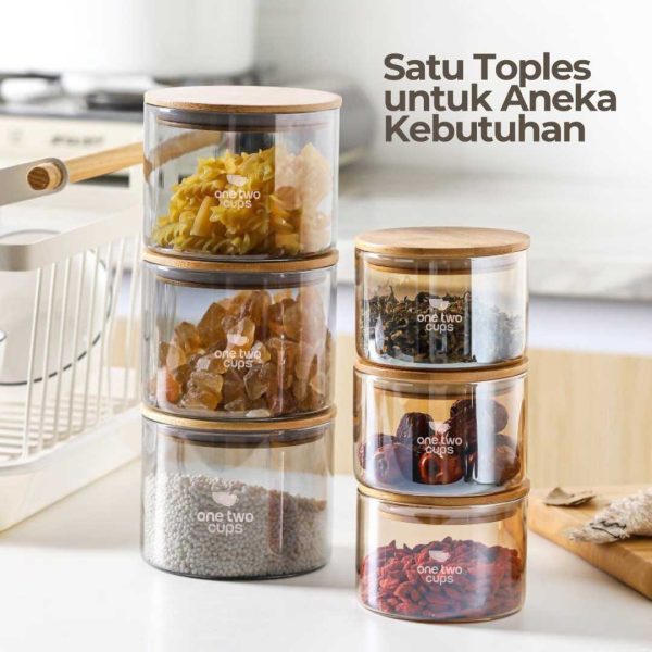ginee_20251126125048962_2112984077.jpg One Two Cups Toples Kaca Penyimpanan Makanan Sealed Storage Glass Jar - FJ3