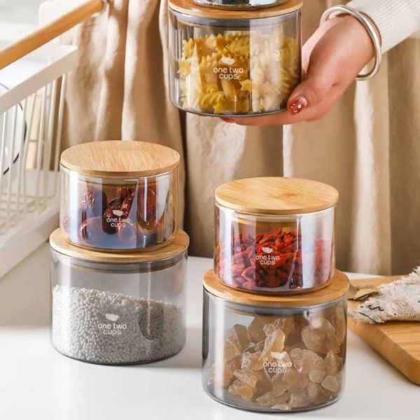 ginee_20251126125049042_2065909198.jpg One Two Cups Toples Kaca Penyimpanan Makanan Sealed Storage Glass Jar - FJ3