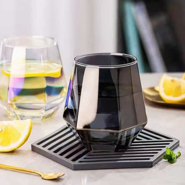 One Two Cups Gelas Kaca Aesthetic Kopi Teh Diamond Crystal Glass 310ml - GW107